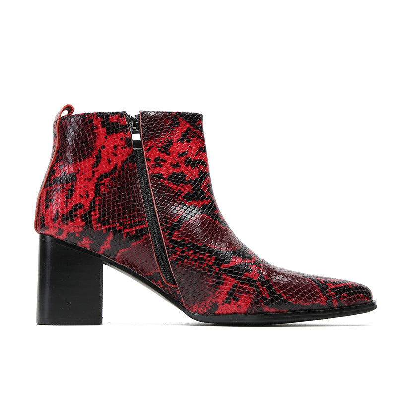 Men's Red Leather Chelsea Boots – Pointed Toe, British Style