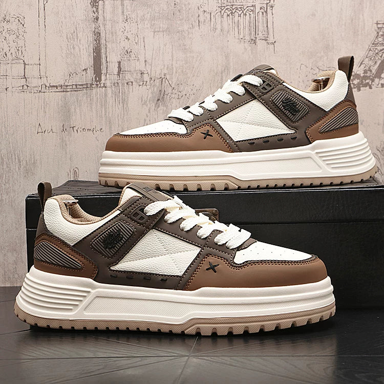 Men's Low-Top Color-Block Athletic Casual Versatile Trendy Skate Shoes