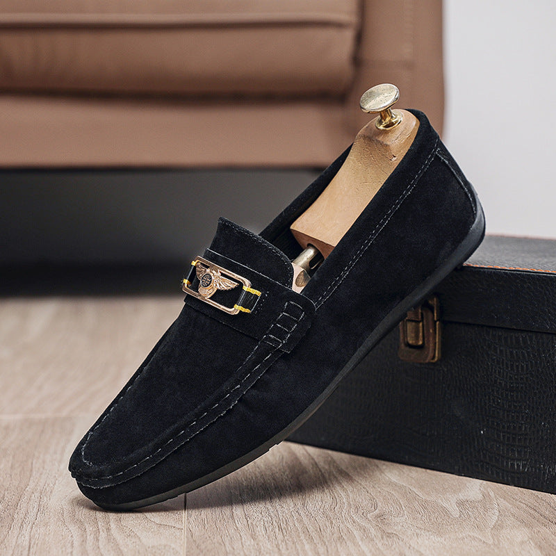 Men's loafers: nubuck leather slip-on casual shoes - european style, breathable, and versatile 2