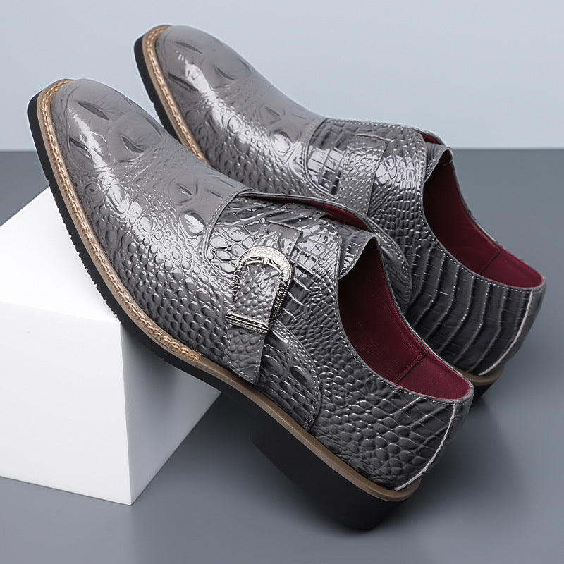 best-selling cross-border crocodile pattern buckle business leather shoes men's large size 5