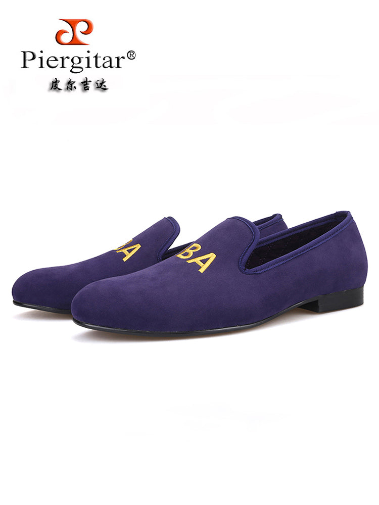 New personalized letter electric embroidered men's loafers for wedding new fashion formal wear slip-on embroidered formal shoes