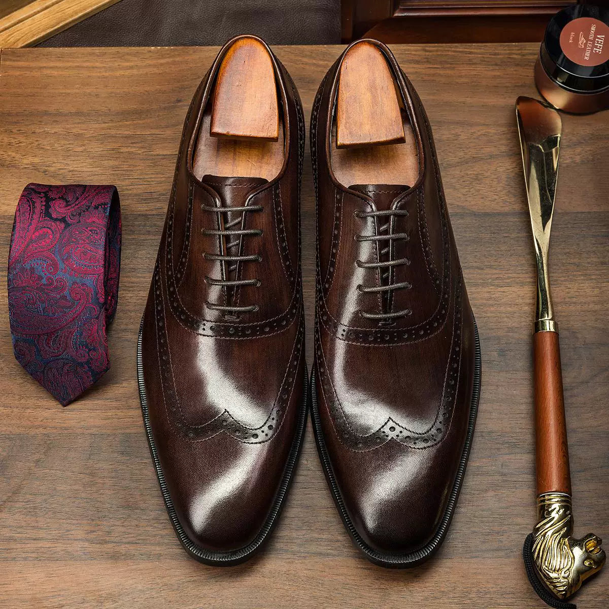 Men's Genuine Leather Oxford Shoes, Handmade, British Style