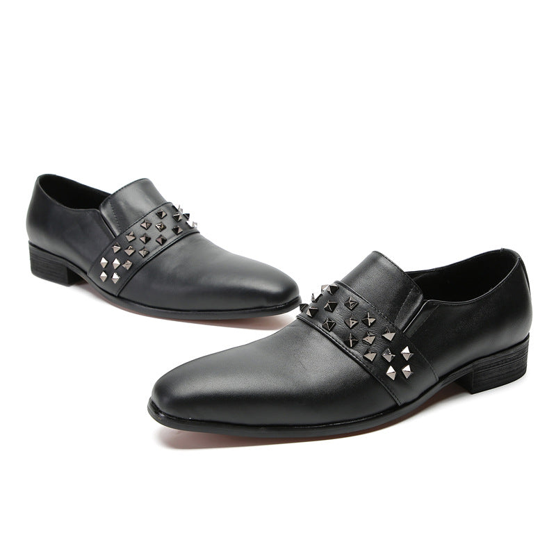 Leather shoes men's business formal casual cowhide British suit leather shoes wedding shoes men's trendy glossy leather shoes