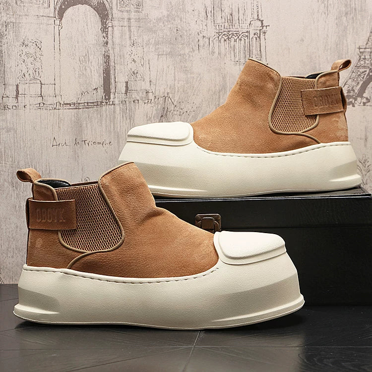 Men's Height-Increasing Platform Slip-On High-Top British-Style Boots 2026 New