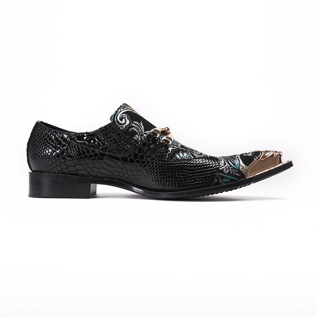 New Business Men's Leather Shoes European Style British Cowhide Square Toe Handmade Cowhide Breathable Wedding Bridegroom Oxford Embroidery