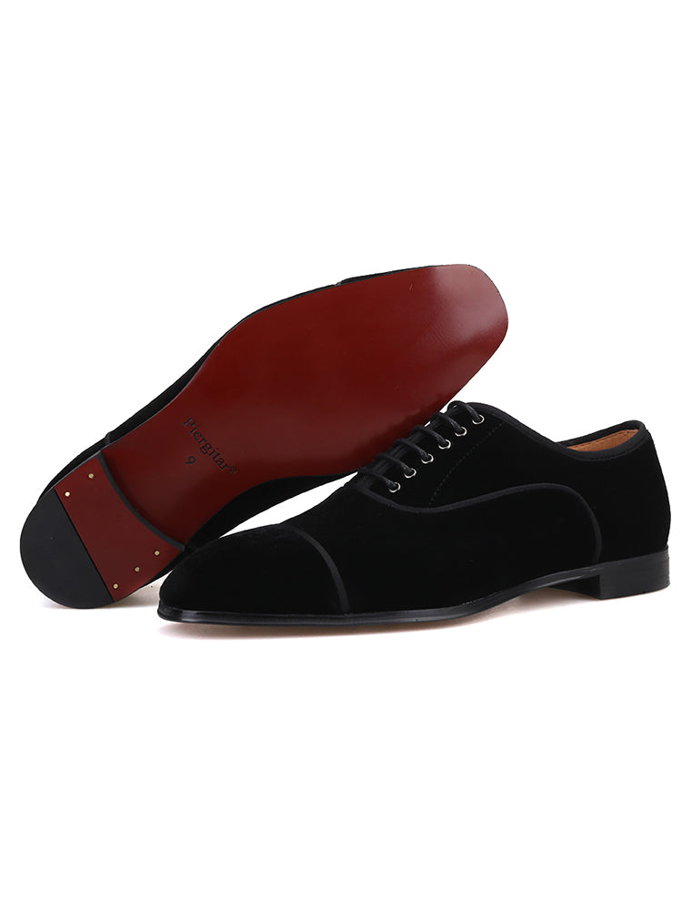 British style wedding banquet men's lace-up loafers imported velvet loafers with suit dress shoes men's red-soled shoes