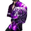 2024 Foreign trade cross-border solid color slim spot all-purpose cotton casual lapel animal print youth shirt