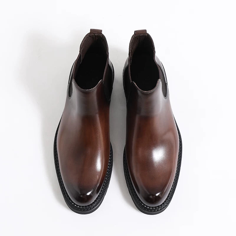 Men's Genuine Leather Chelsea Boots, Handmade, British Style