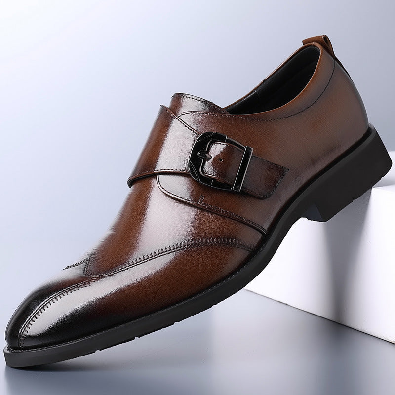 Men's Casual Leather Shoes - Color-Changing Buckle Design 4