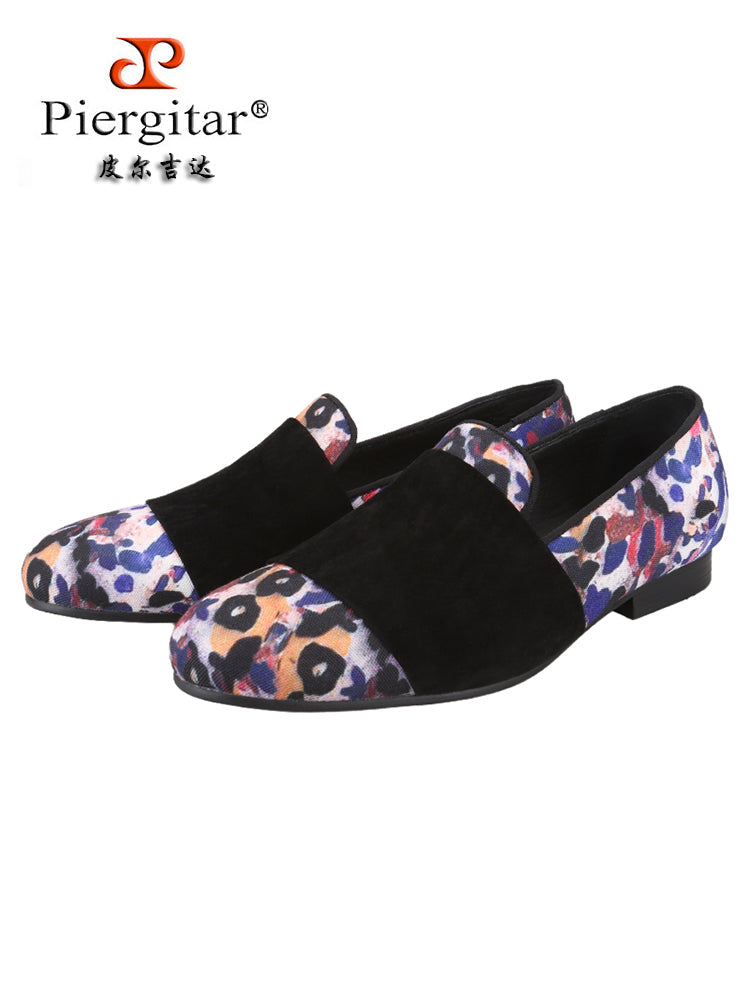 Piergitar animal spots hand-painted jacquard nubuck leather horizontal strap European and American loafers slip-on shoes for men