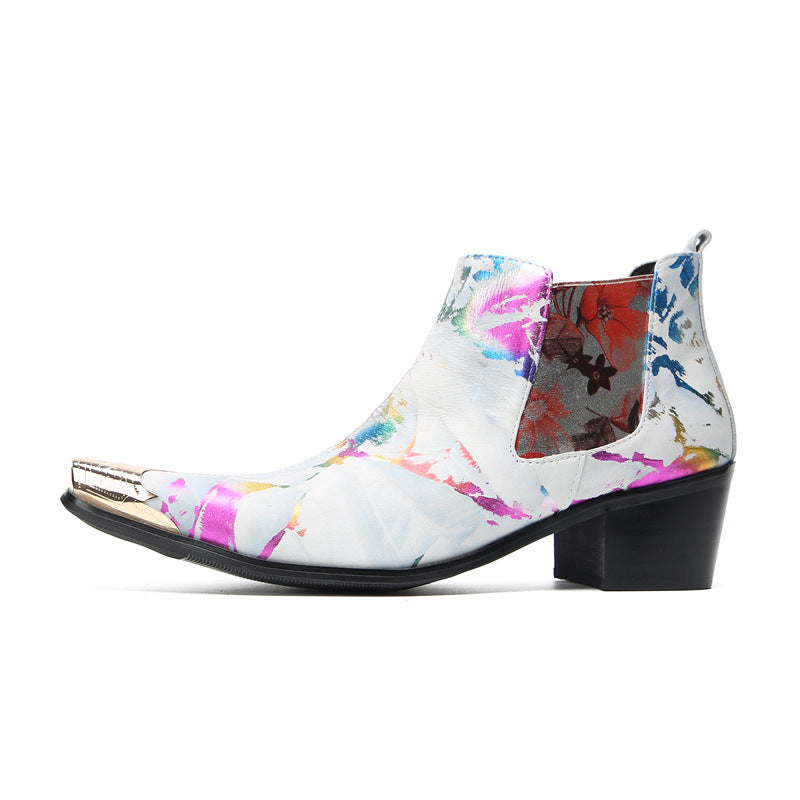 Men's fashion printed high-top men's shoes Martin boots leather boots autumn and winter new casual trendy boots foreign trade men's leather shoes