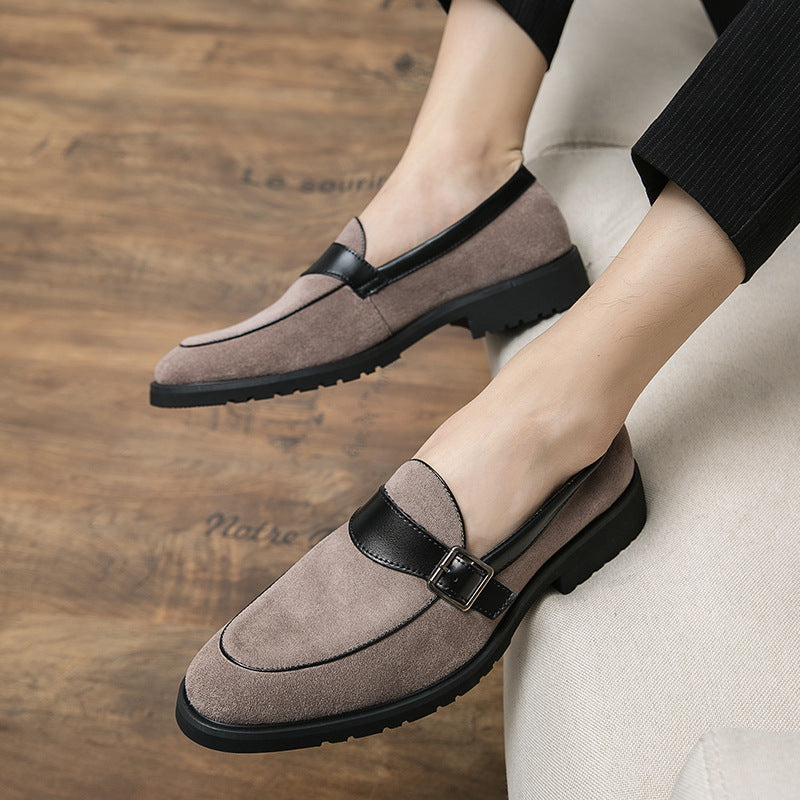 Exportplus size buckle men business casual leather shoes fashion formal wear slip-on men's shoes bla