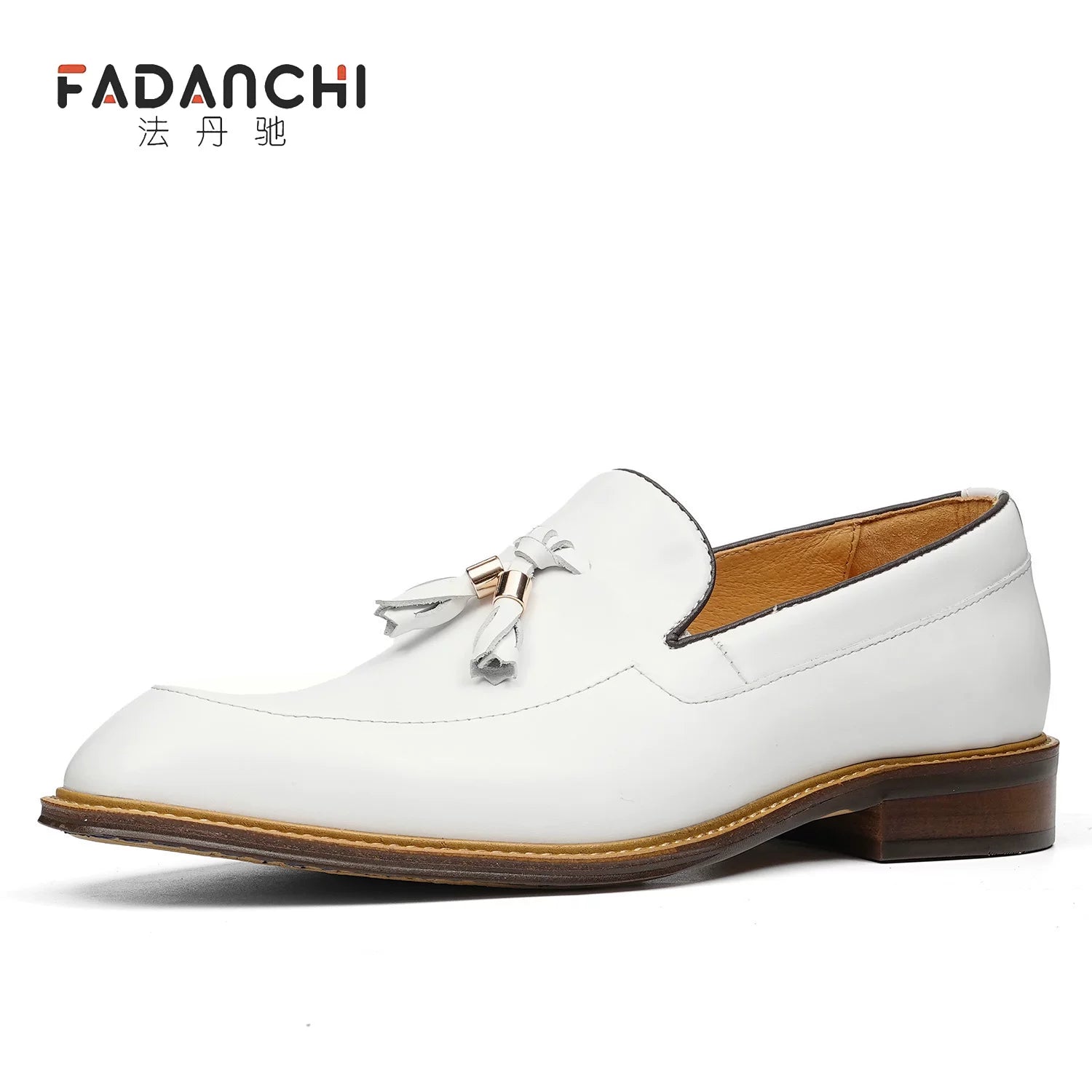 Men's White Genuine Leather Loafers, Breathable, Slip-On