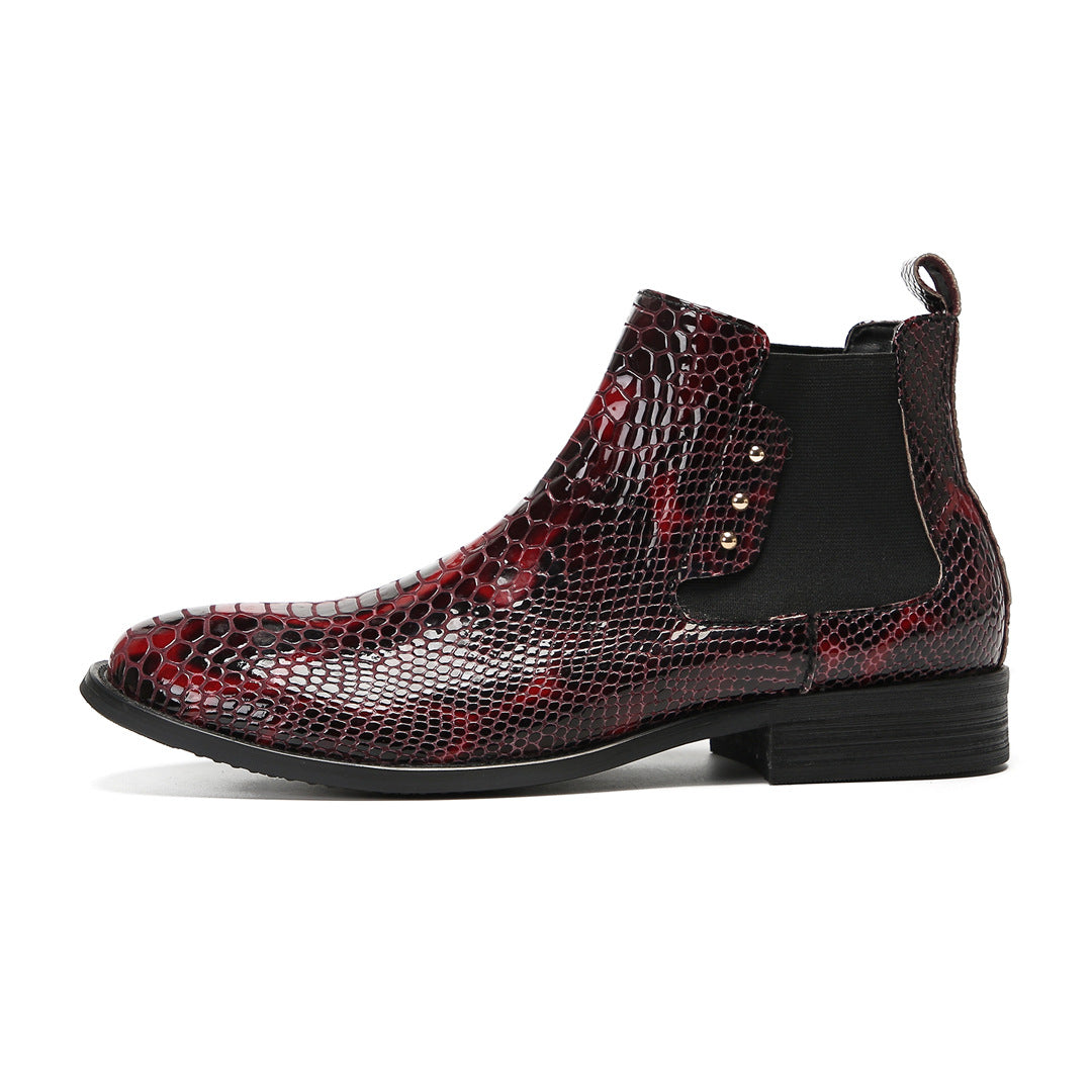 Spring and Autumn new British leather boots men's cowhide business casual high-top leather shoes Korean version pointed short boots men's Martin boots