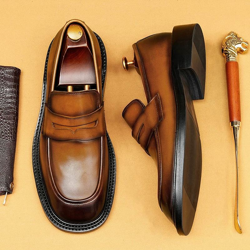 Men's Genuine Leather Loafers, Breathable, Slip-On