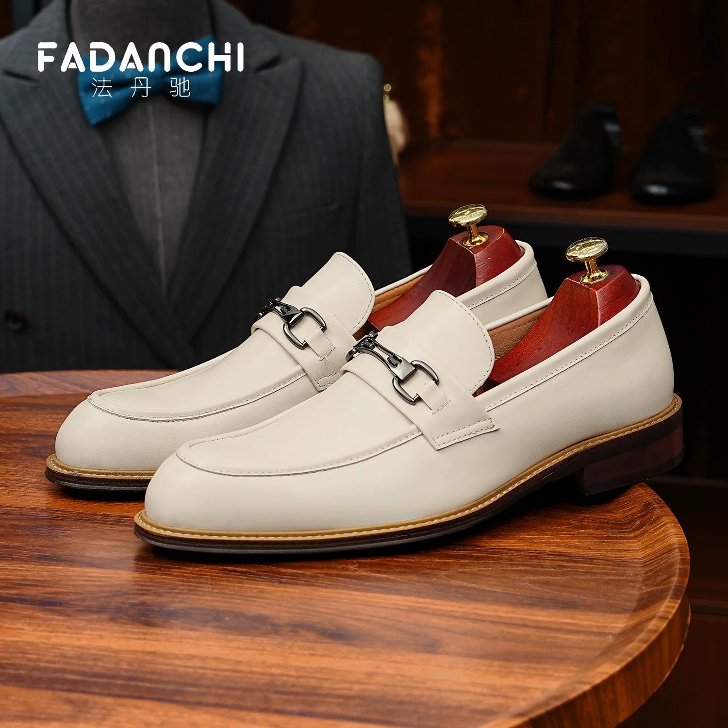 Men's White Genuine Leather Loafers, Breathable, Slip-On