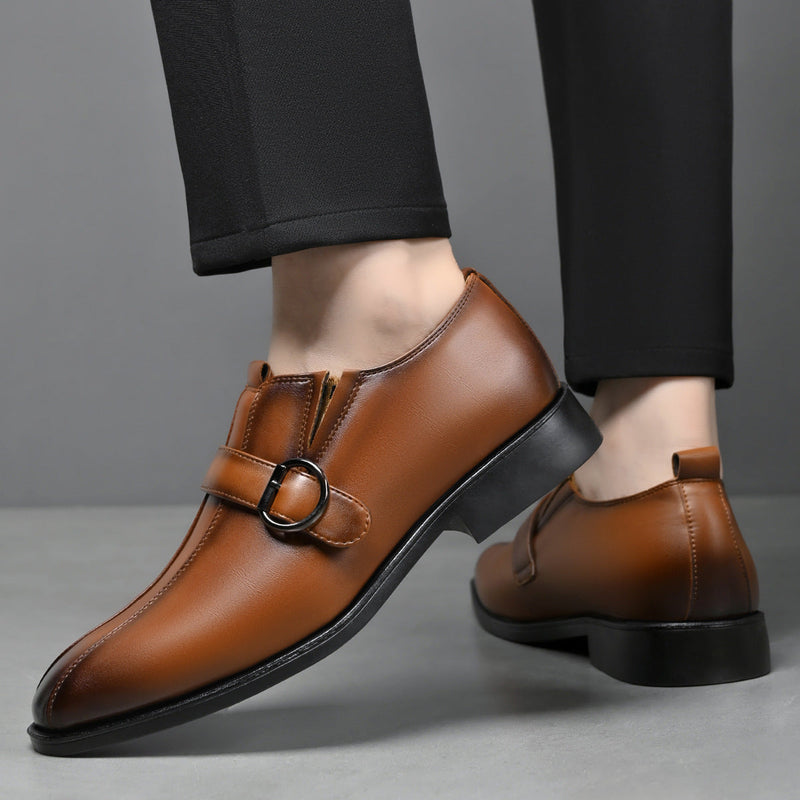 Cross-border e-commerce 2026 autumn new men's business british style pointed toe leather shoes, slip