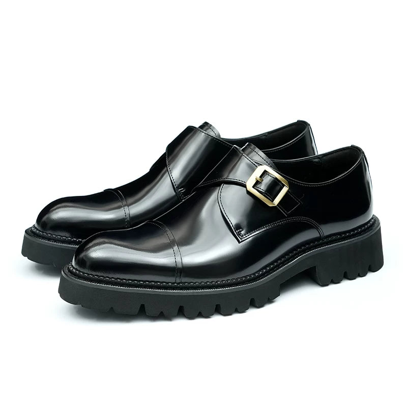 Men's Genuine Leather Leather Shoes, Height Increasing, Thick Sole