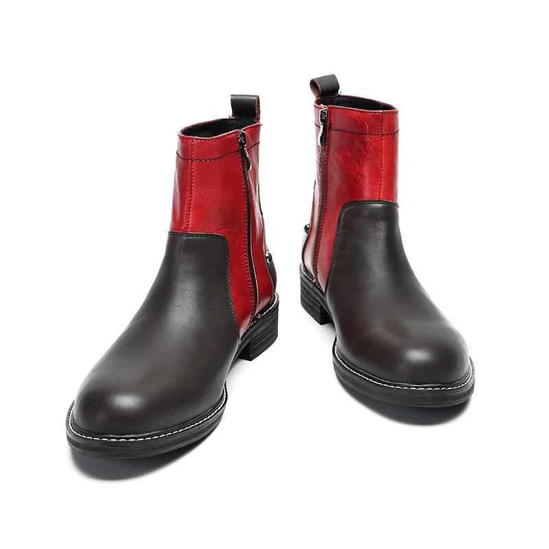 Cowhide Martin boots men's shoes 2023 new boots autumn and winter British style autumn and winter cotton shoes 2023 velvet short boots