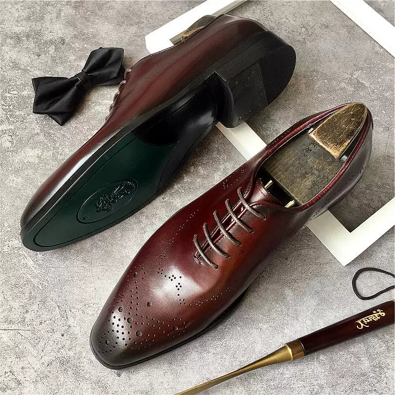 Men's Genuine Leather Oxford Shoes, Handmade, British Style