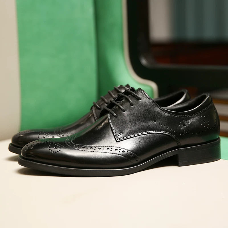 Men's Genuine Leather Derby Shoes, Handmade, British Style