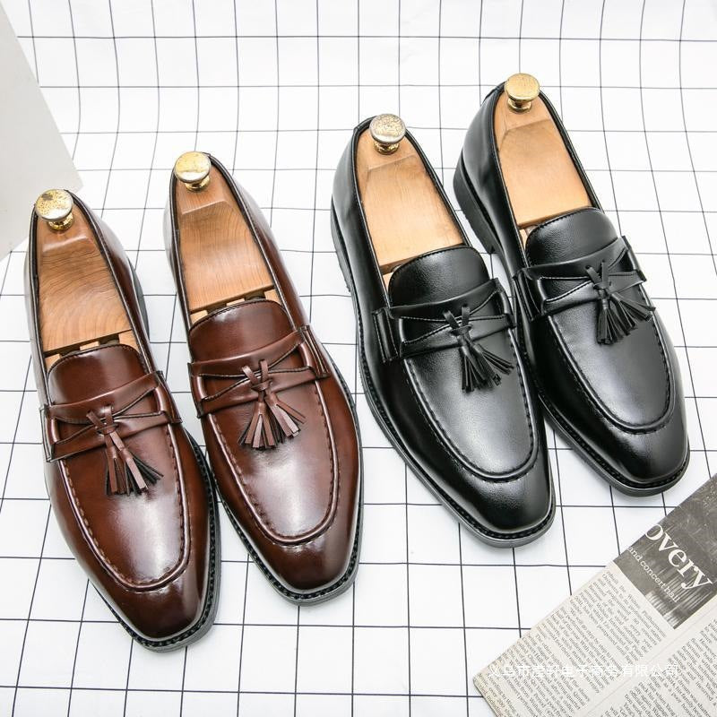 2026 men's slip-on leather shoes - british & korean style, easy slip-on, trendy, brogue casual busin