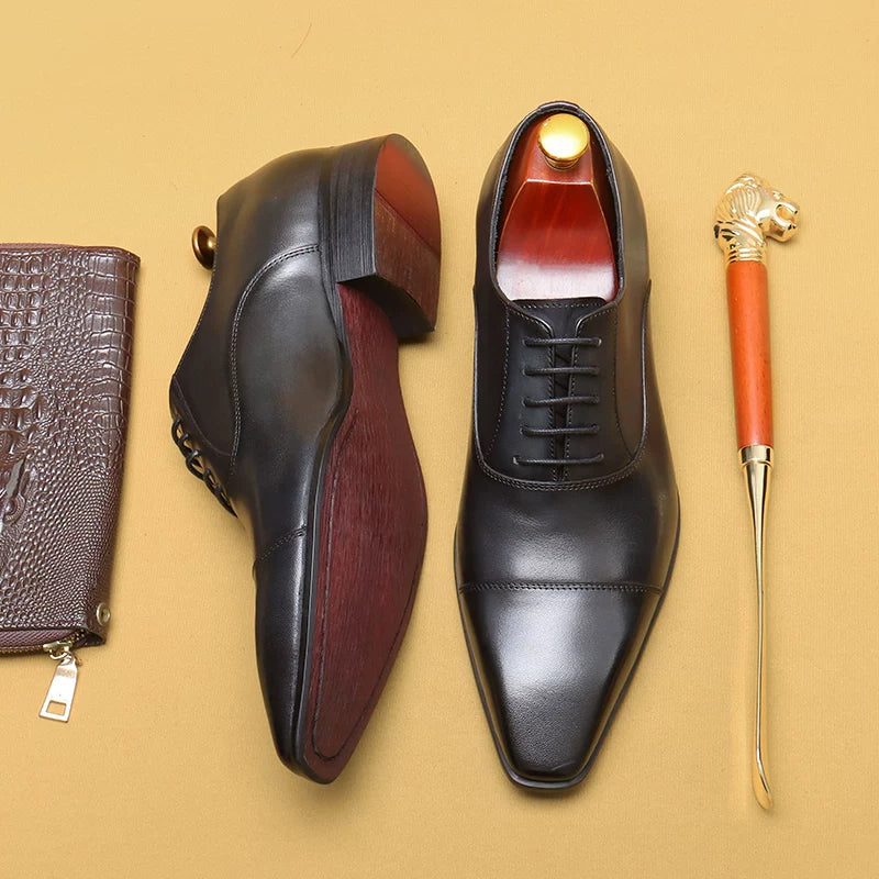 Men's Genuine Leather Oxford Shoes, Pointed Toe, Business