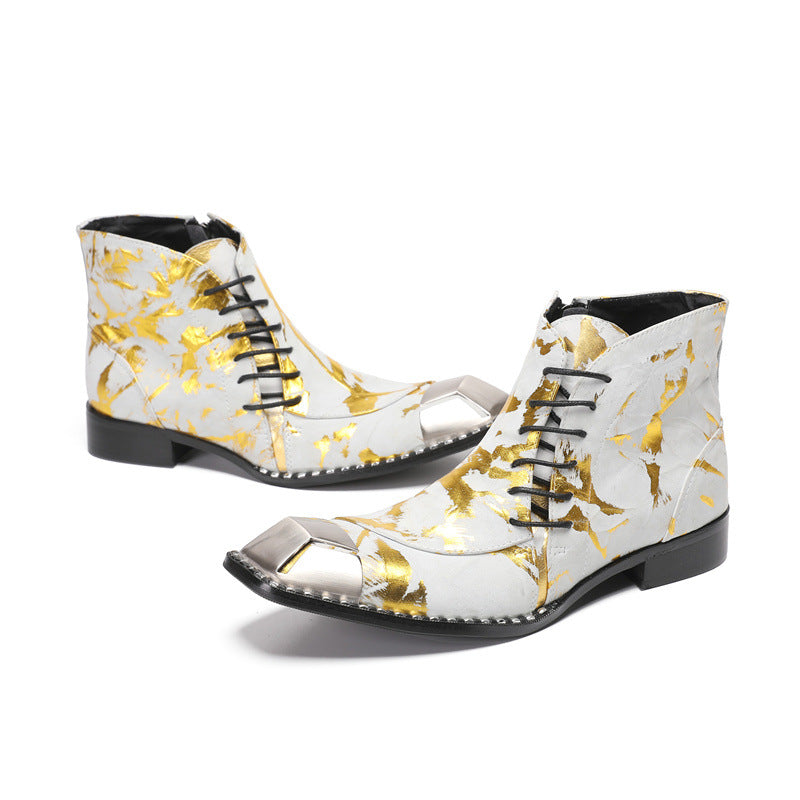 New British style retro old polished handmade shoes cowhide Martin boots trendy boots leather boots soft-soled short boots men's shoes