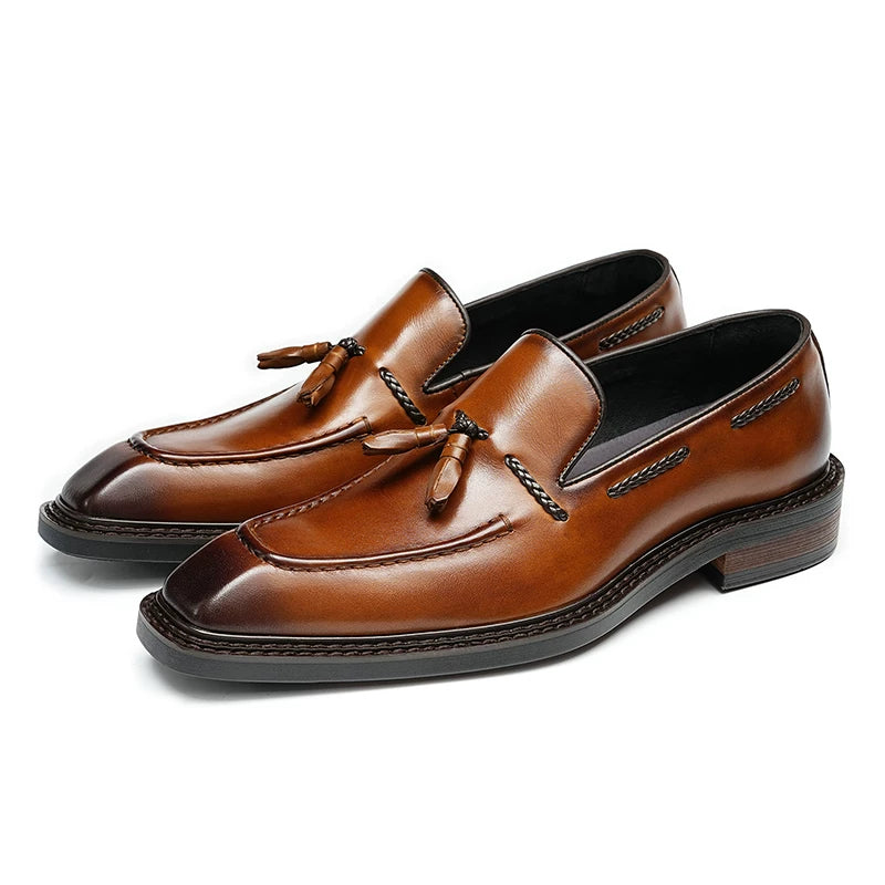 Men's Genuine Leather Loafers, Slip-On, Business