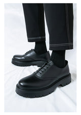 Summer leather shoes for men, chunky sole, british style, business formal, casual slip-ons, trendy
