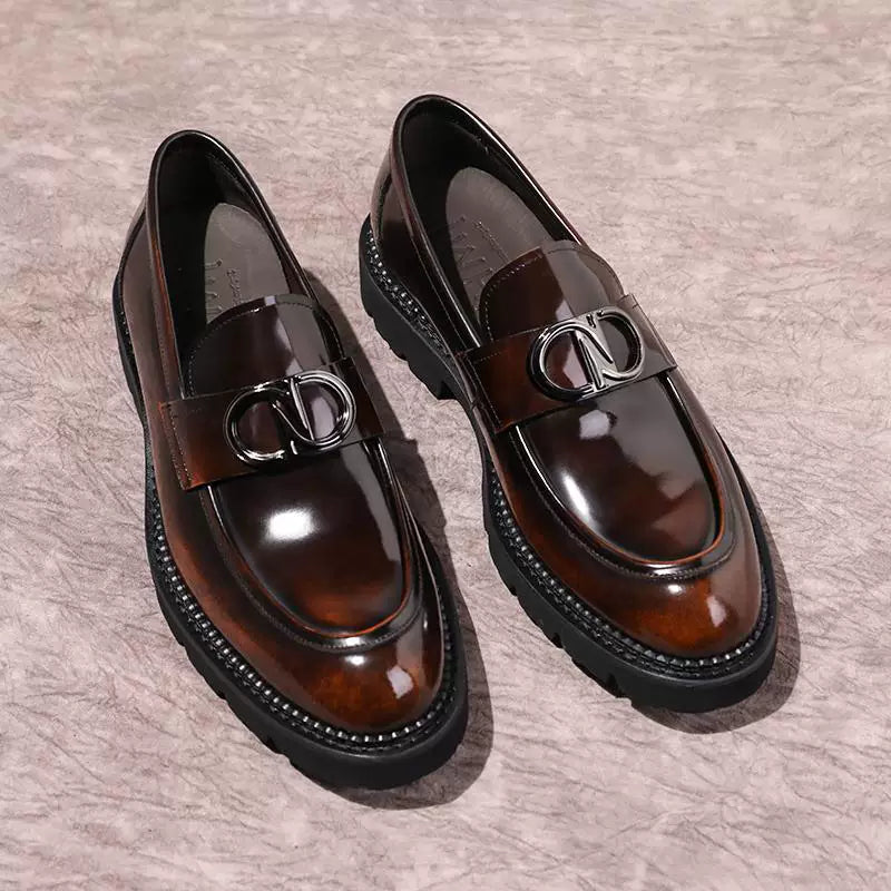 Men's Genuine Leather Loafers, Thick Sole, Breathable