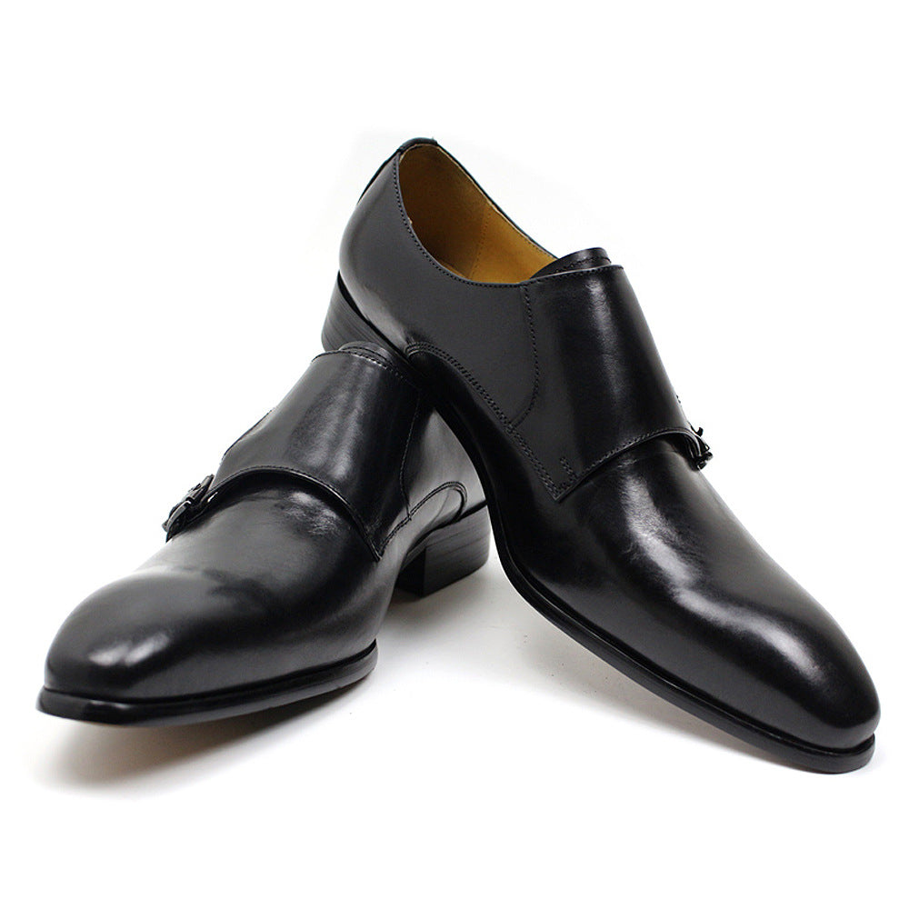 Men's Leather Shoes Leather Buckle Mengke Monk Shoe Business Formal Wear Shoes Brown Black Pointed Handmade Leather Shoes Men