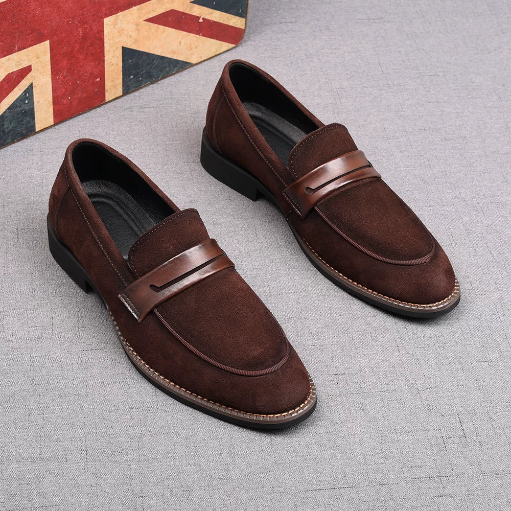 Men's Genuine Leather Loafers, Suede, Pointed Toe