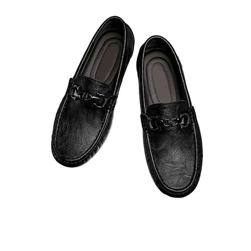 Men's Black Cowhide Business Casual Loafers 4