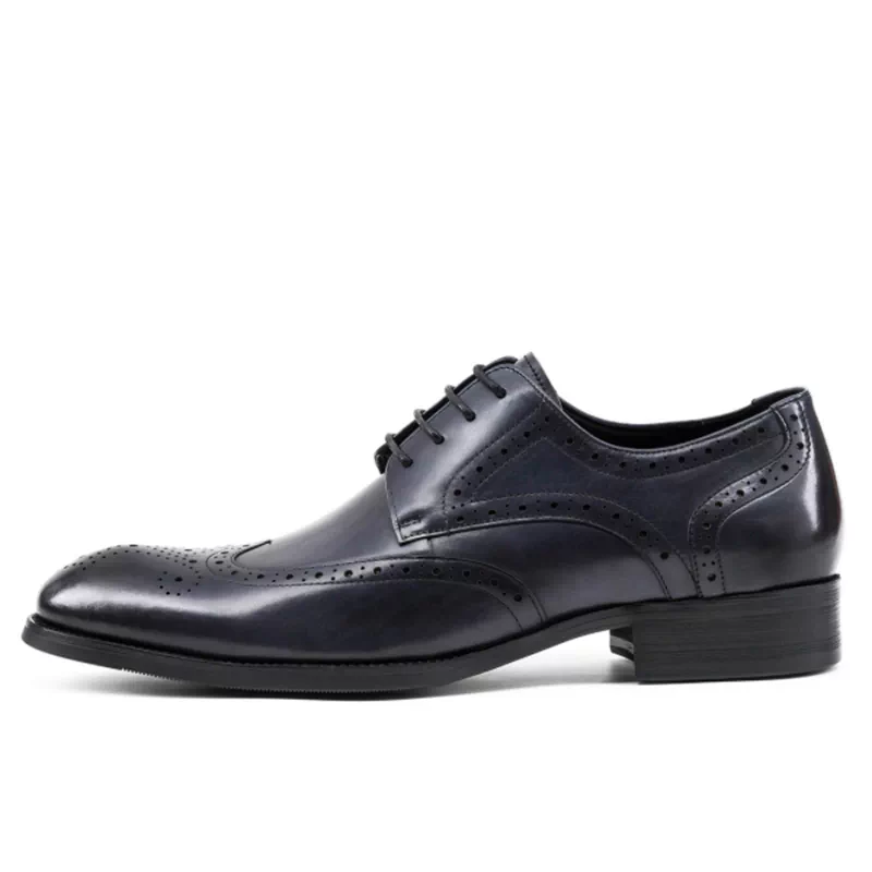 Men's Genuine Leather Wedding Shoes, Pointed Toe, Lace-Up