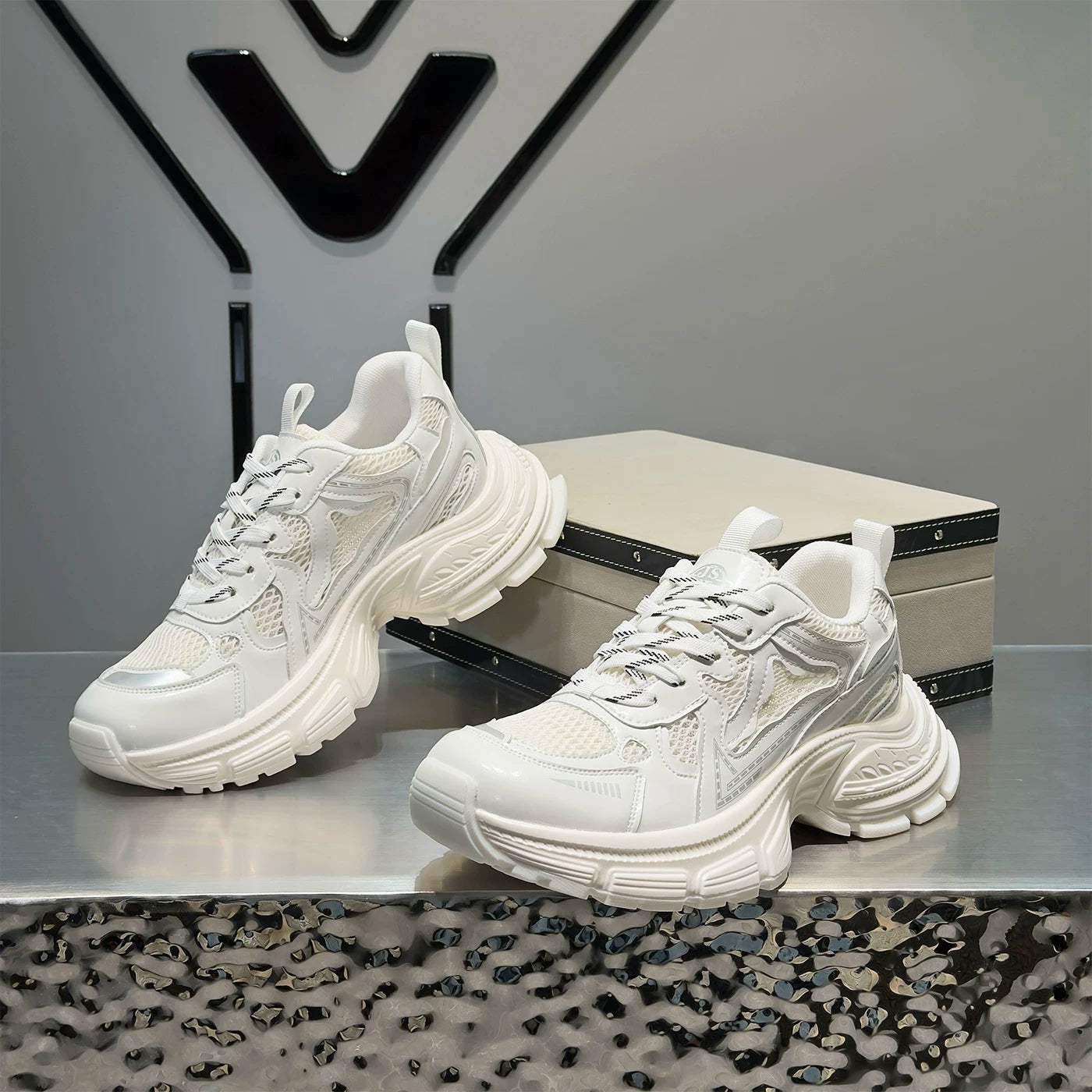 Men's Height-Increasing Breathable Mesh Trendy Chunky Dad Sneakers Summer New