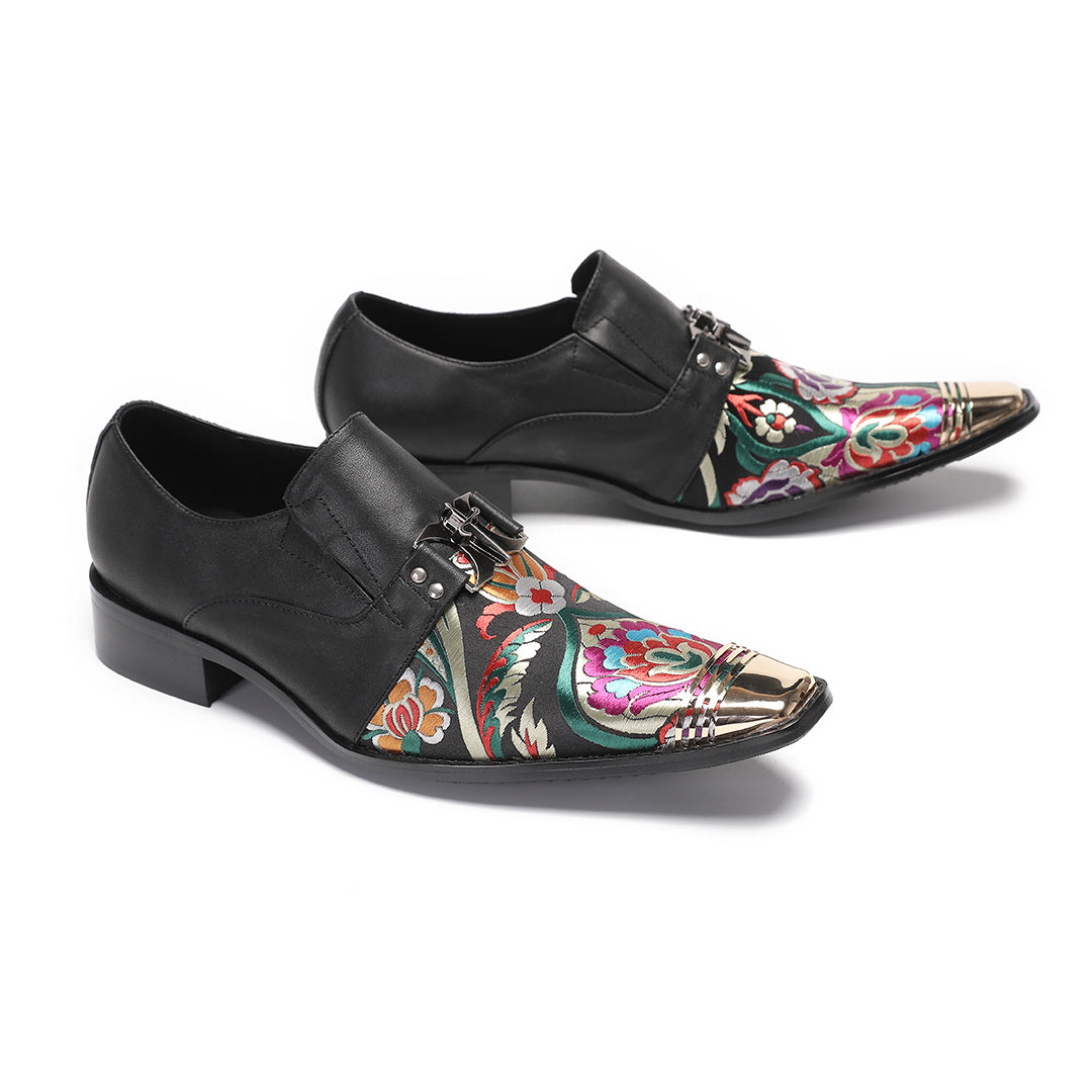 Men's personalized brand inner height-increasing leather shoes business dress printing wedding cowhide large size Oxford shoes men