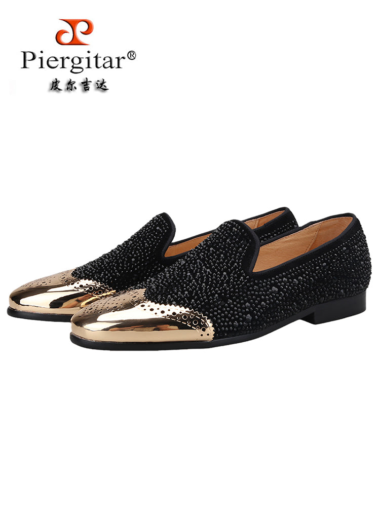 New black suede men's slip-on loafers European and American style rhinestone metal buckle casual lazy shoes