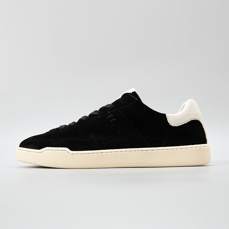 Moxu new arrival shoes black sports casual style sense of design suede cowhide menbest selling genuine leather low-top sneakers