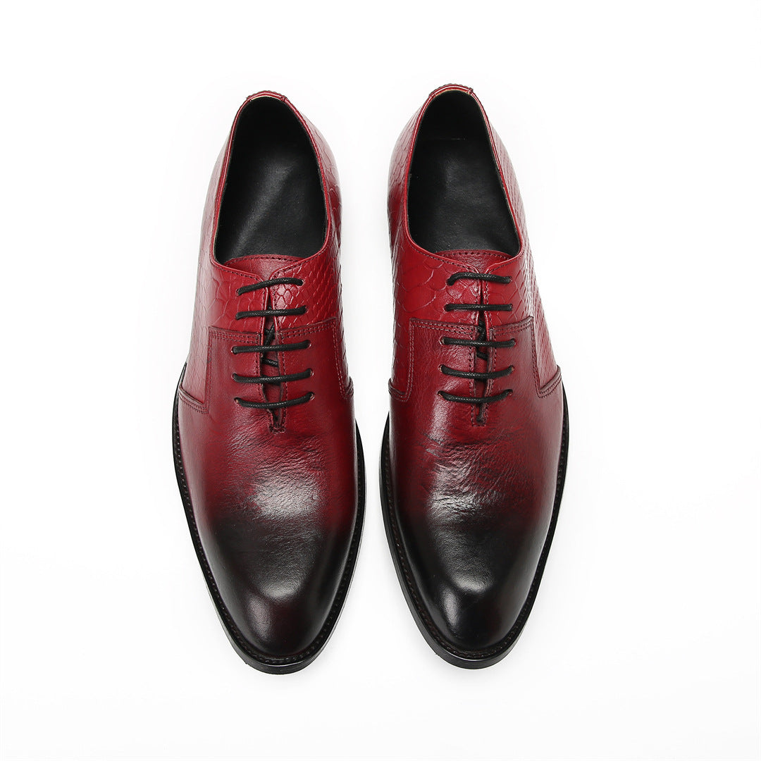 British style men's business dress leather shoes cowhide square head Oxford shoes handmade wedding groom shoes three joint men's shoes