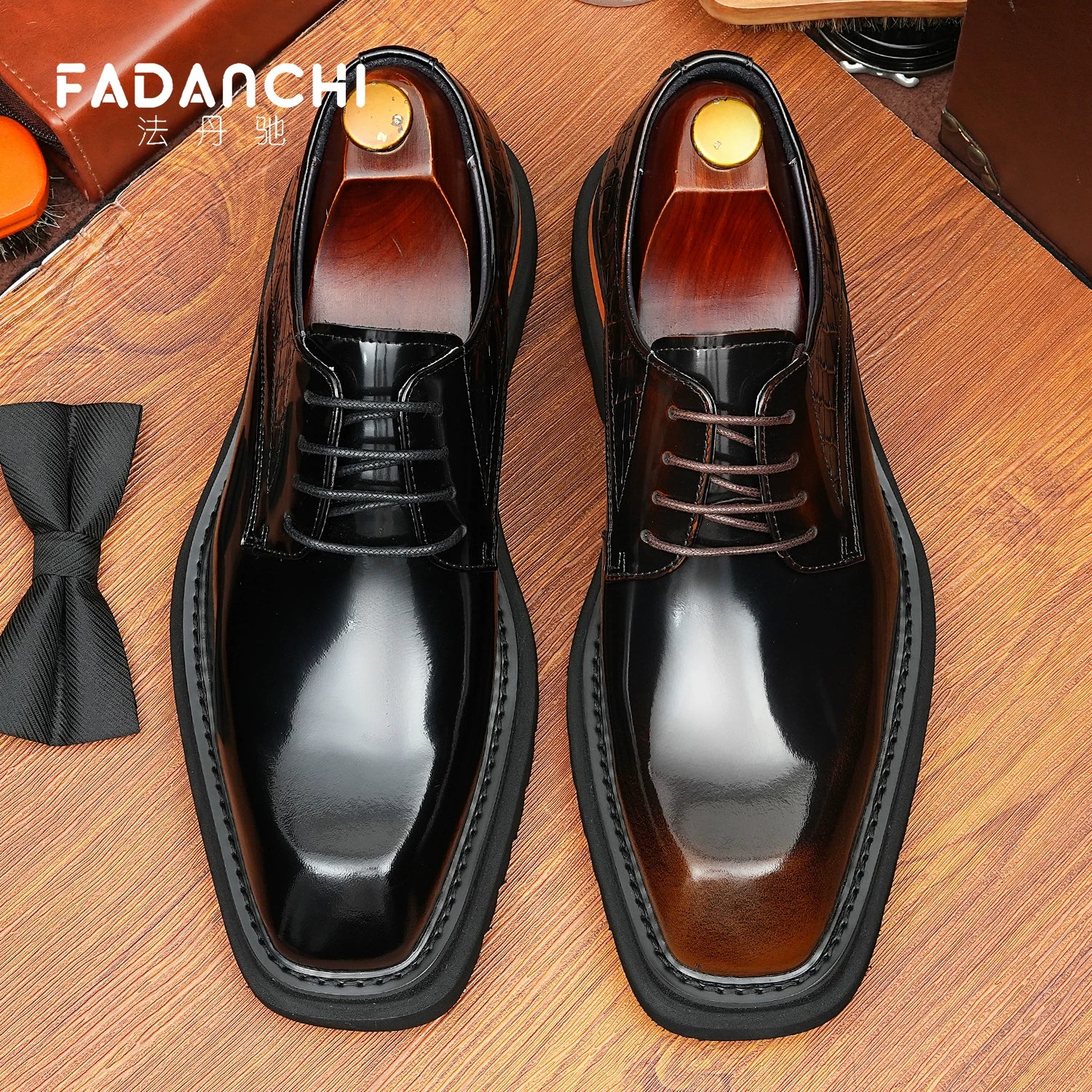 Men's Genuine Leather Derby Shoes, Height Increasing, Thick Sole