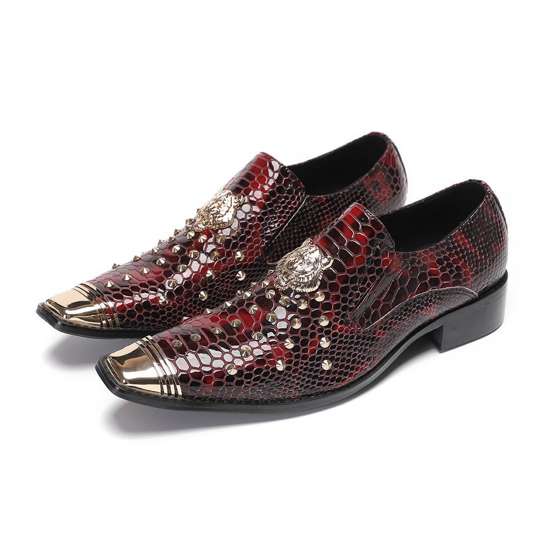 2024 European Station Mori Road Men's Shoes Low-top Spring, Autumn and Winter Leather Rhinestone Rivets One Pedal Love Couples Tide Shoes