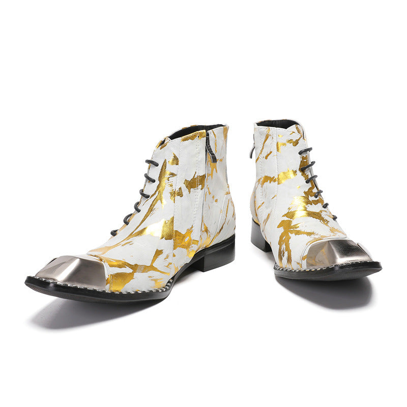 New British style retro old polished handmade shoes cowhide Martin boots trendy boots leather boots soft-soled short boots men's shoes