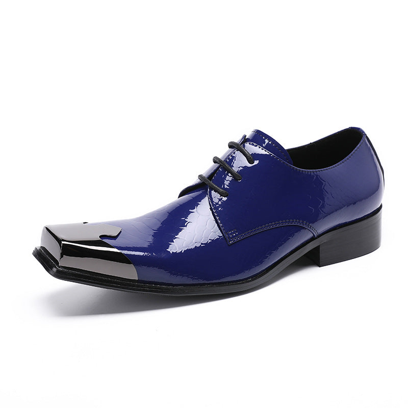 Men's leather shoes square toe British style Oxford Derby shoes casual three-joint business formal wear men's groom's wedding shoes