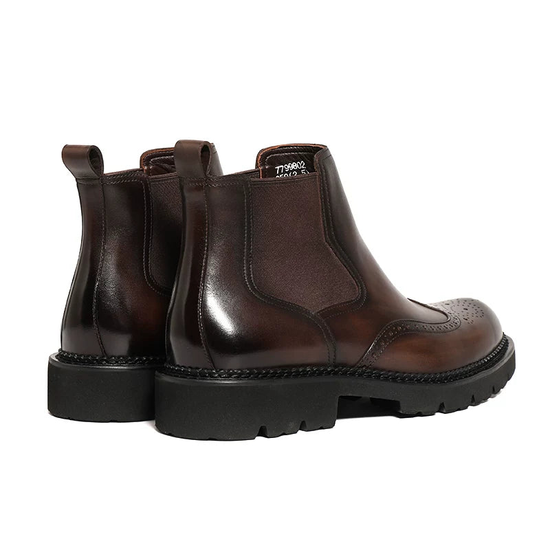 Men's Genuine Leather Chelsea Boots, Thick Sole, British Style