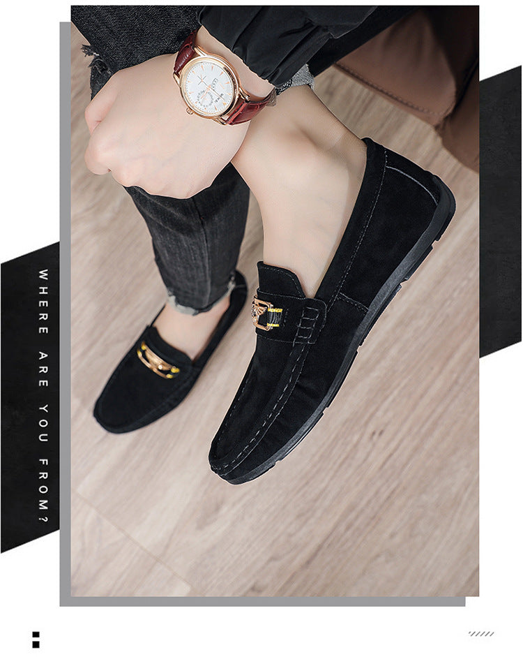 Men's loafers: nubuck leather slip-on casual shoes - european style, breathable, and versatile 9