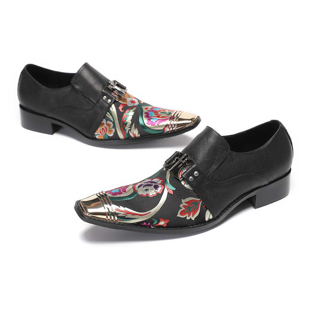 Men's personalized brand inner height-increasing leather shoes business dress printing wedding cowhide large size Oxford shoes men