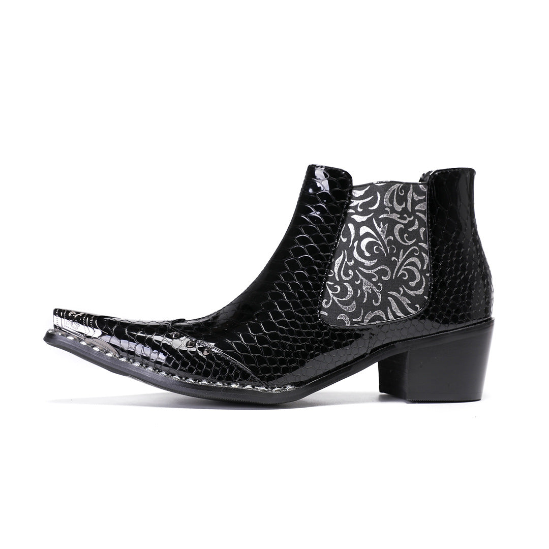 Chelsea boots men's British short boots cowboy boots short boots autumn and winter new leather boots hairstylist Korean version Martin boots men's