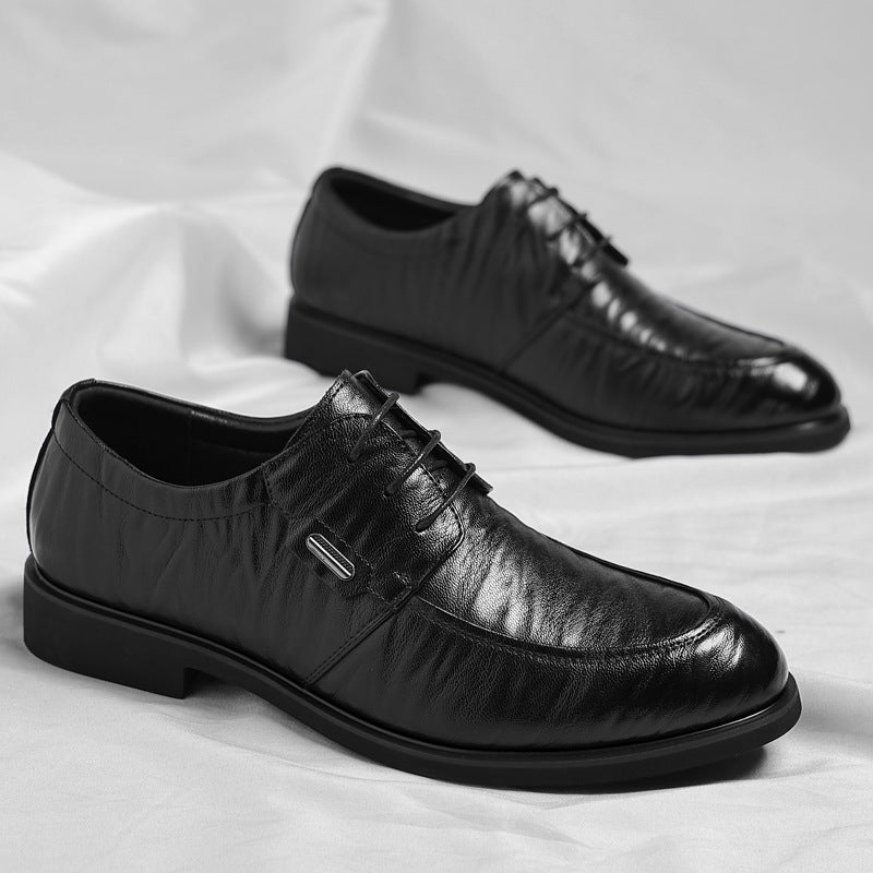 Cross-border plus size men's shoes business formal leather shoes men's casual hand-grabbed pattern