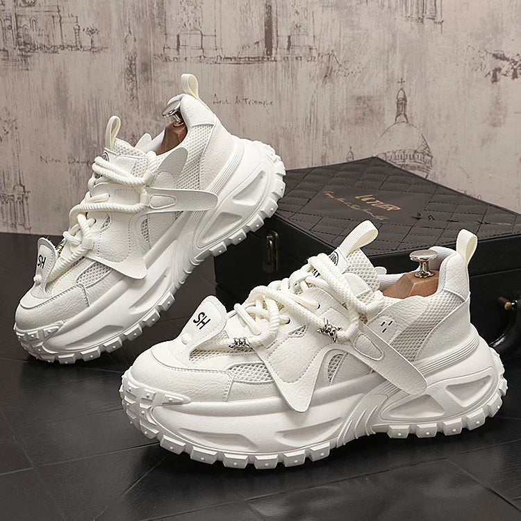 Men's 2026 Spring New Platform Mesh Color-Block Athletic Dad Shoes